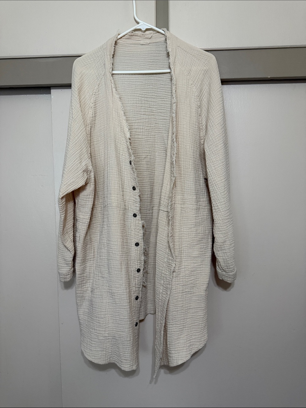 Lightweight Cream Button-Front Cardigan